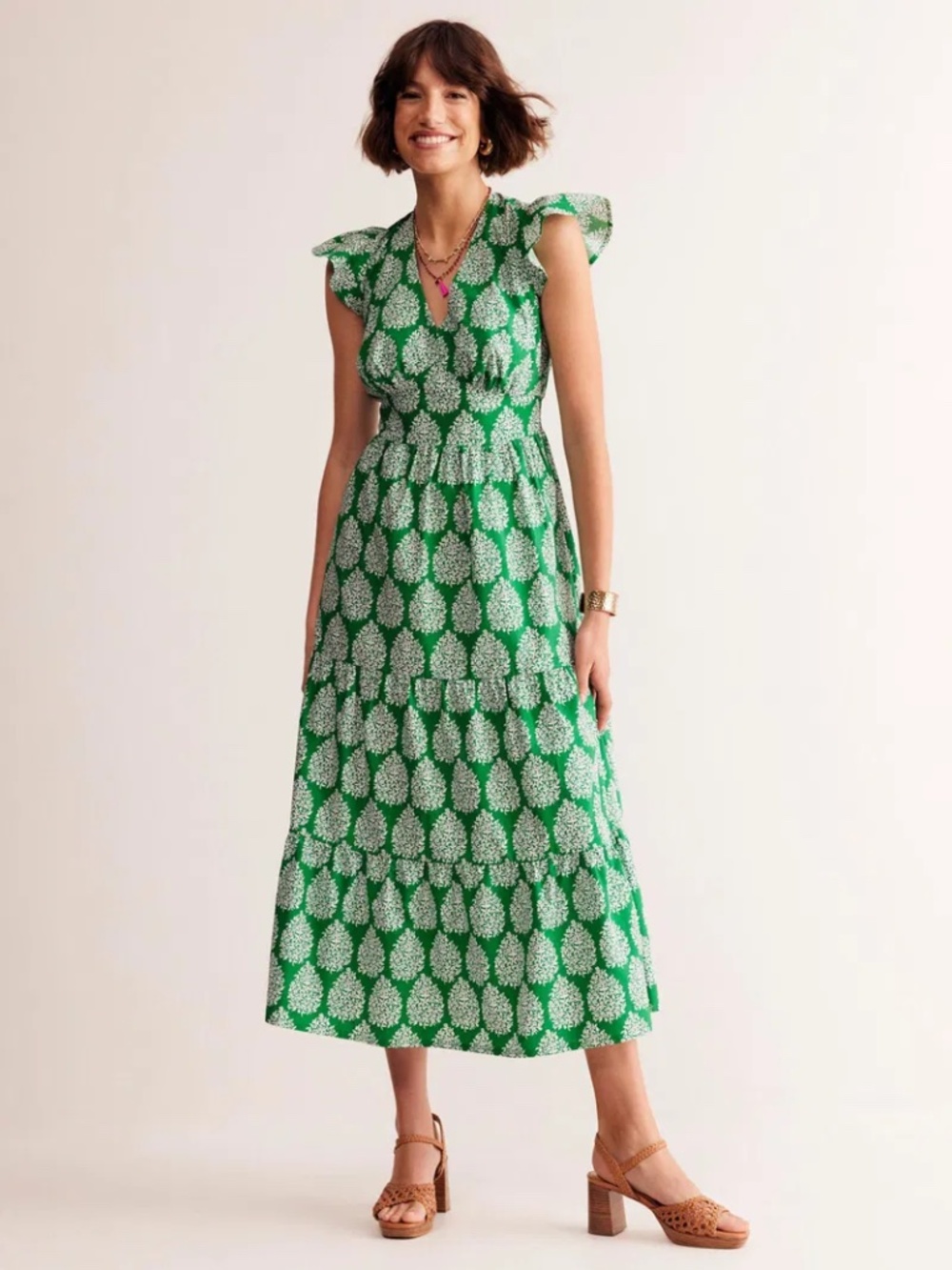 Boden May Floret Tiered Cotton Dress